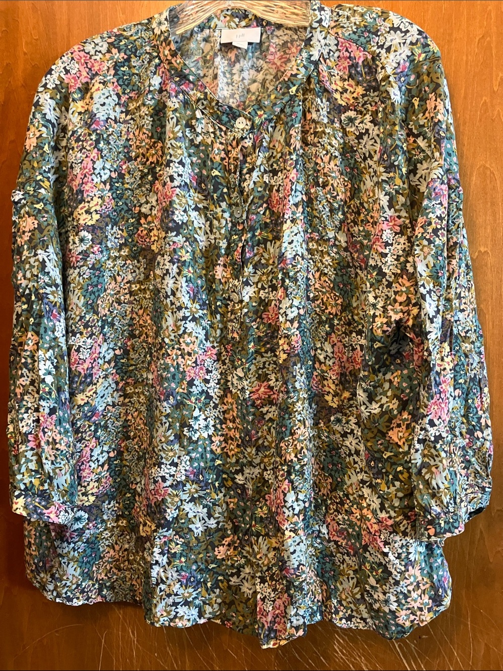 J.Jill Floral Size XL Cottagecore Blouse 3/4 Sleeves